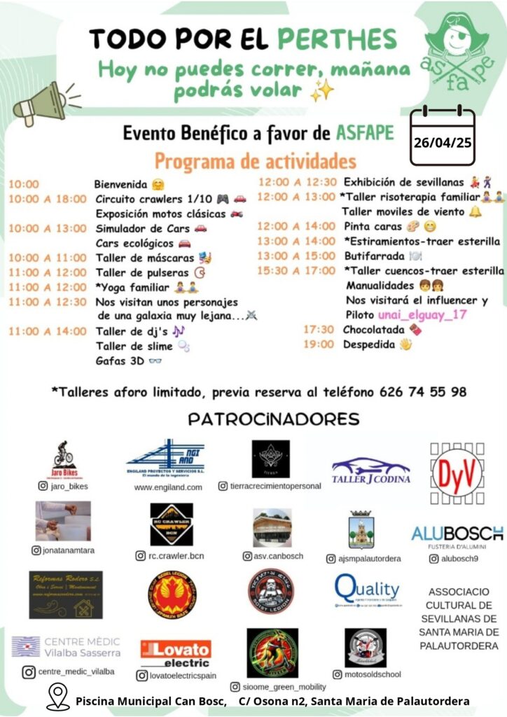 Cartel programa y patrocinadores - jornada solidaria ASFAPE Barcelona 2025