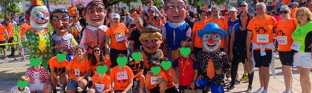 Cabezudos en la carrera 5k Arcosur Zaragoza por la enfermedad de Perthes