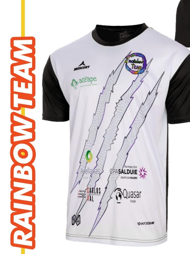 camiseta de RAINBOW TEAM con el logo de ASFAPE