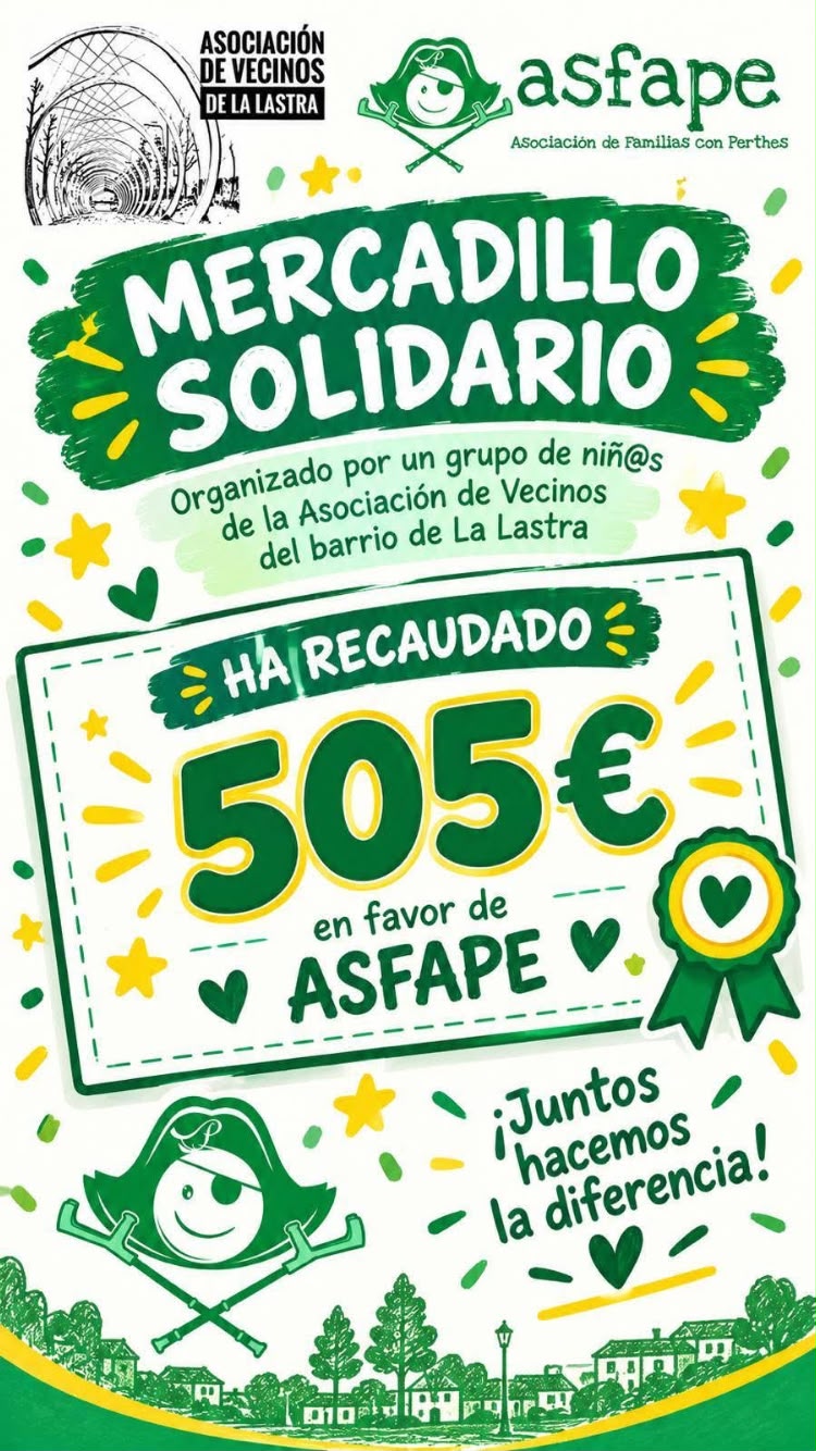 recaudación mercadillo solidario Barrio de La Lastra 2026 en favor de ASFAPE